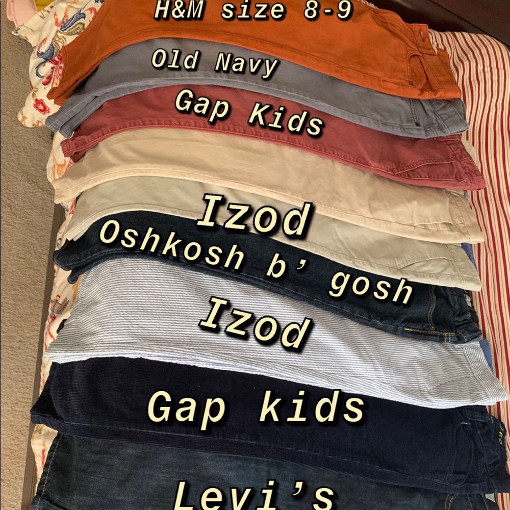 Lot of boys pants. All size 8, 9/10 condition.